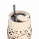 Ποτήρι Θερμός Ανοξείδωτο BPA Free 360ml Bloom Beige Με Καλαμάκι Lens Save The Aegean Estia 