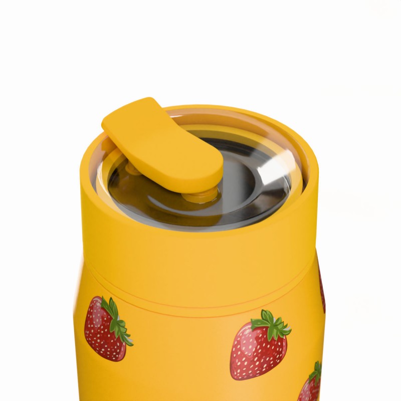 Ποτήρι Θερμός Ανοξείδωτο BPA Free 360ml Berry Bright Με Καλαμάκι Lens Save The Aegean Estia 