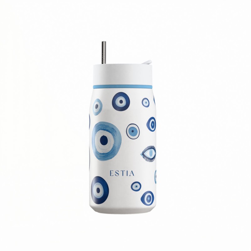 Ποτήρι Θερμός Ανοξείδωτο BPA Free 360ml Spirit Luck Με Καλαμάκι Lens Save The Aegean Estia 