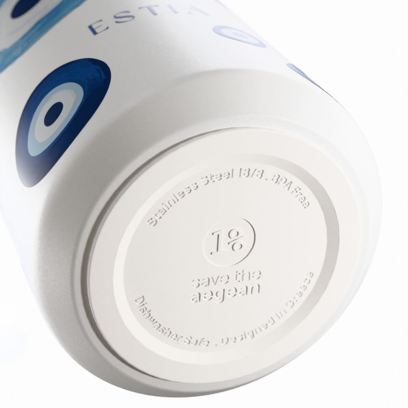 Ποτήρι Θερμός Ανοξείδωτο BPA Free 360ml Spirit Luck Με Καλαμάκι Lens Save The Aegean Estia 