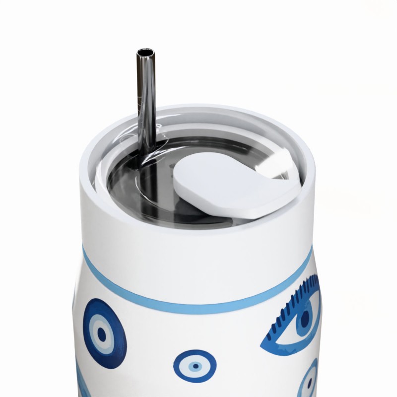 Ποτήρι Θερμός Ανοξείδωτο BPA Free 360ml Spirit Luck Με Καλαμάκι Lens Save The Aegean Estia 