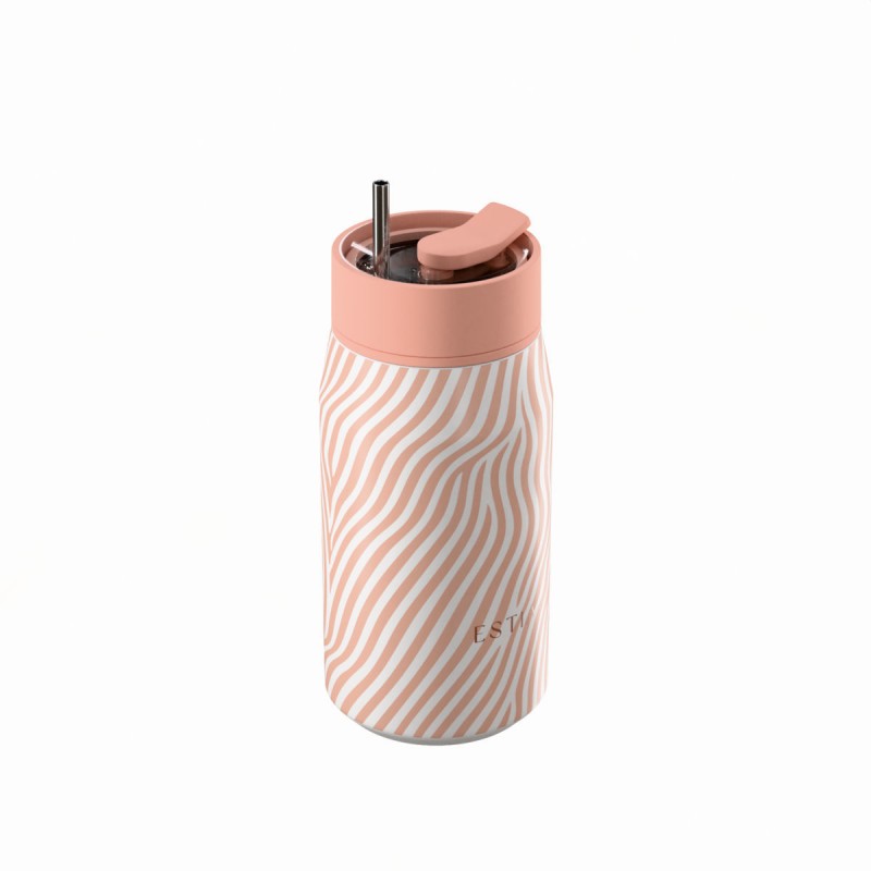 Ποτήρι Θερμός Ανοξείδωτο BPA Free 360ml Soft Ripple Με Καλαμάκι Lens Save The Aegean Estia 