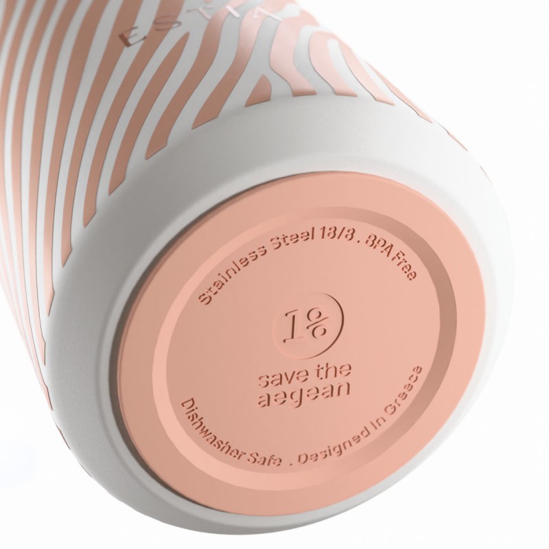 Ποτήρι Θερμός Ανοξείδωτο BPA Free 360ml Soft Ripple Με Καλαμάκι Lens Save The Aegean Estia 