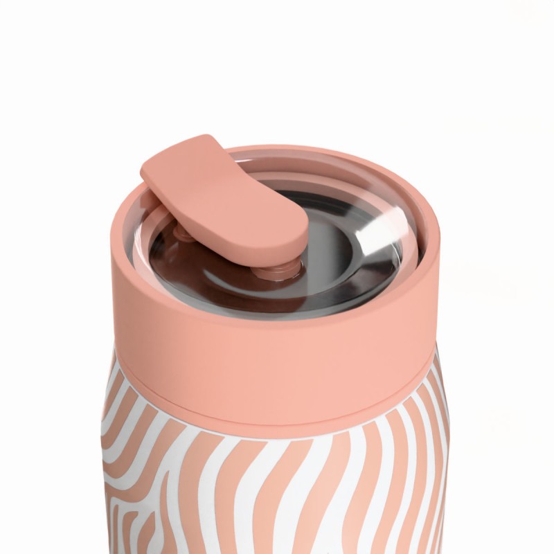 Ποτήρι Θερμός Ανοξείδωτο BPA Free 360ml Soft Ripple Με Καλαμάκι Lens Save The Aegean Estia 