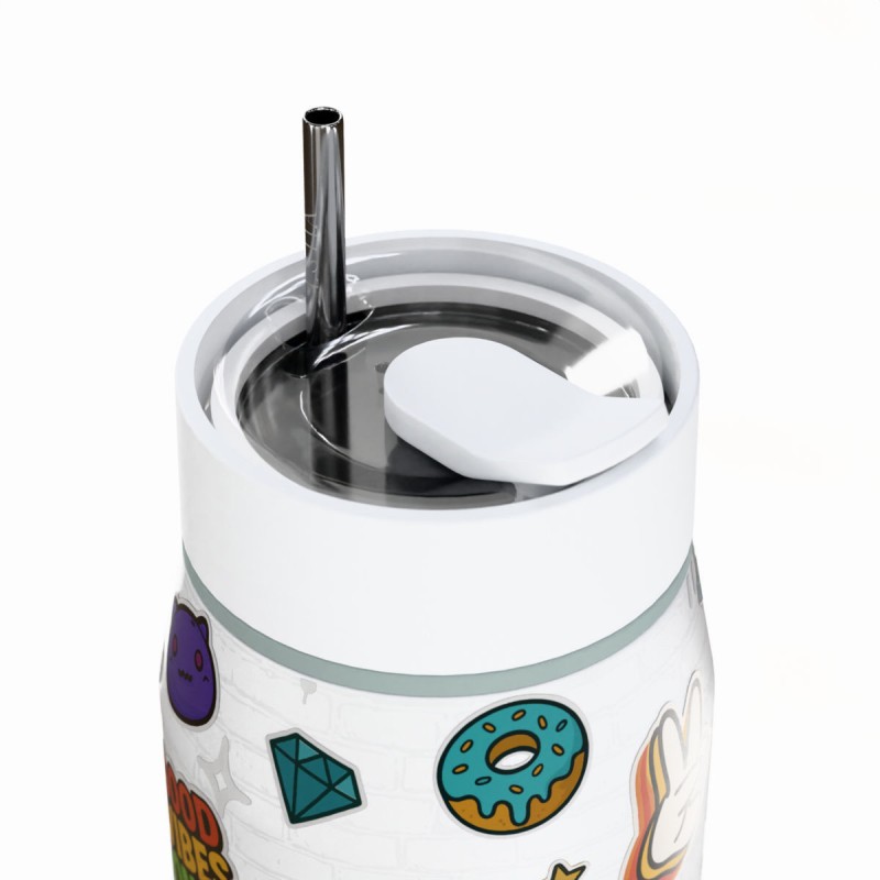 Ποτήρι Θερμός Ανοξείδωτο BPA Free 360ml Urban Vibes Με Καλαμάκι Lens Save The Aegean Estia 