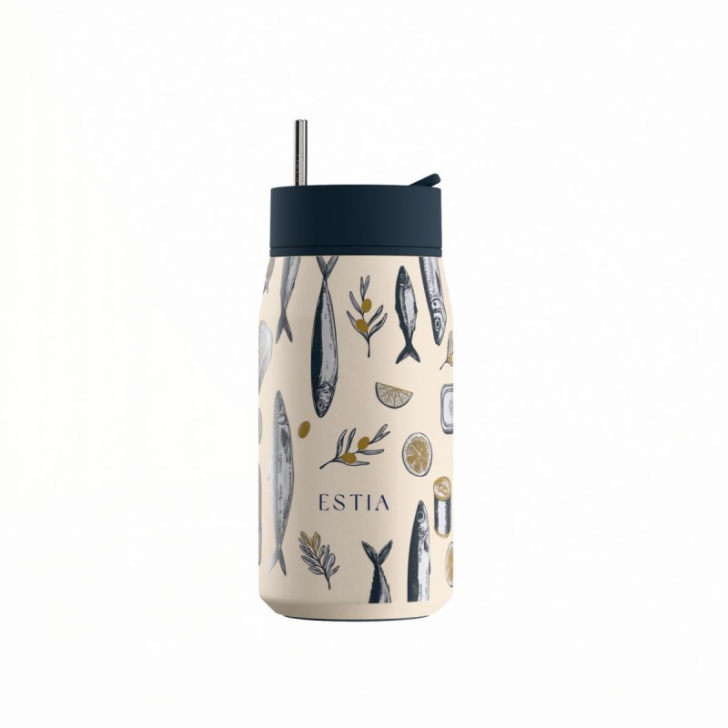 Ποτήρι Θερμός Ανοξείδωτο BPA Free 360ml Salt Life Με Καλαμάκι Lens Save The Aegean Estia 
