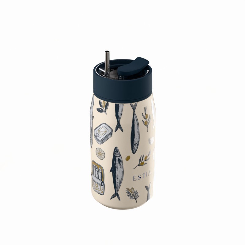 Ποτήρι Θερμός Ανοξείδωτο BPA Free 360ml Salt Life Με Καλαμάκι Lens Save The Aegean Estia 