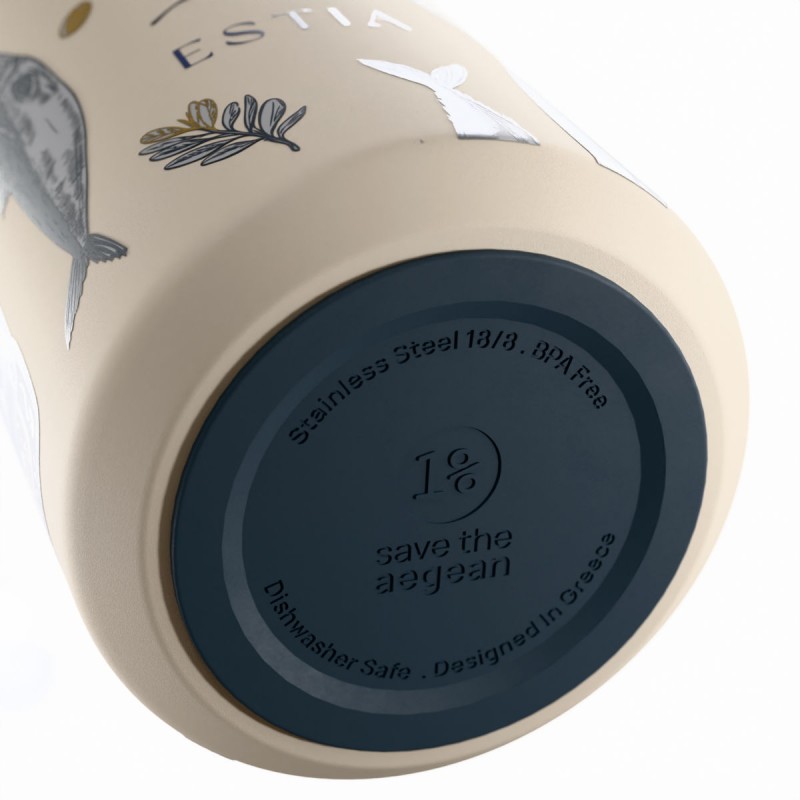 Ποτήρι Θερμός Ανοξείδωτο BPA Free 360ml Salt Life Με Καλαμάκι Lens Save The Aegean Estia 