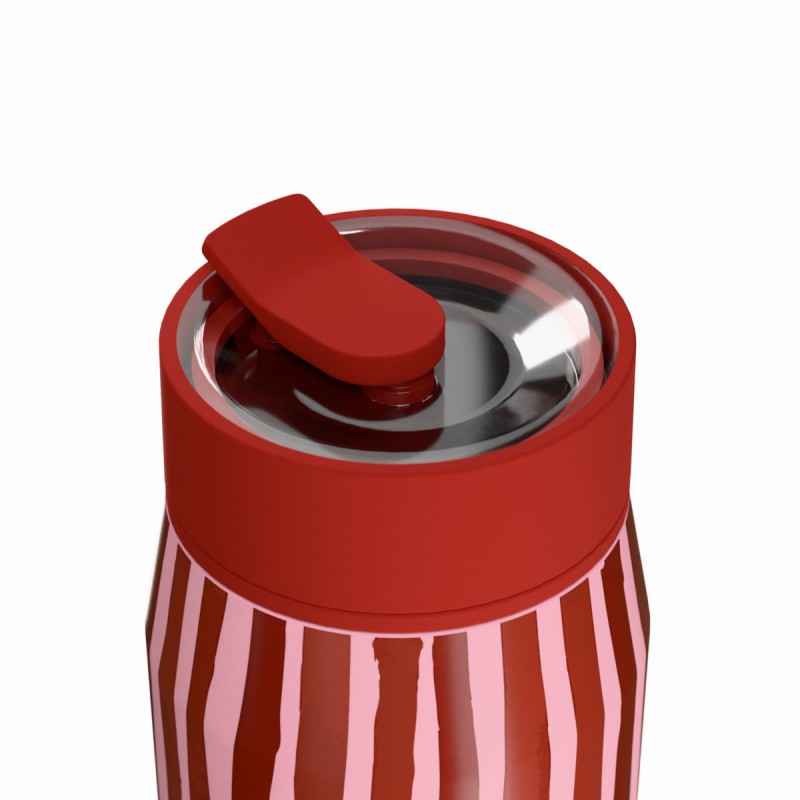 Ποτήρι Θερμός Ανοξείδωτο BPA Free 360ml Viva Stripe Με Καλαμάκι Lens Save The Aegean  Estia 