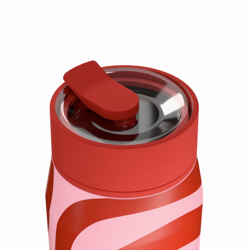 Ποτήρι Θερμός Ανοξείδωτο BPA Free 360ml Coral Waves Με Καλαμάκι Lens Save The Aegean Estia 