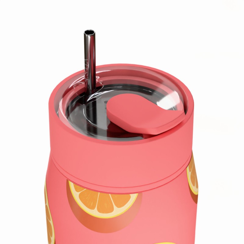 Ποτήρι Θερμός Ανοξείδωτο BPA Free Lens Save the Aegean 360ml Orange Pop Mε Καλαμάκι Estia 