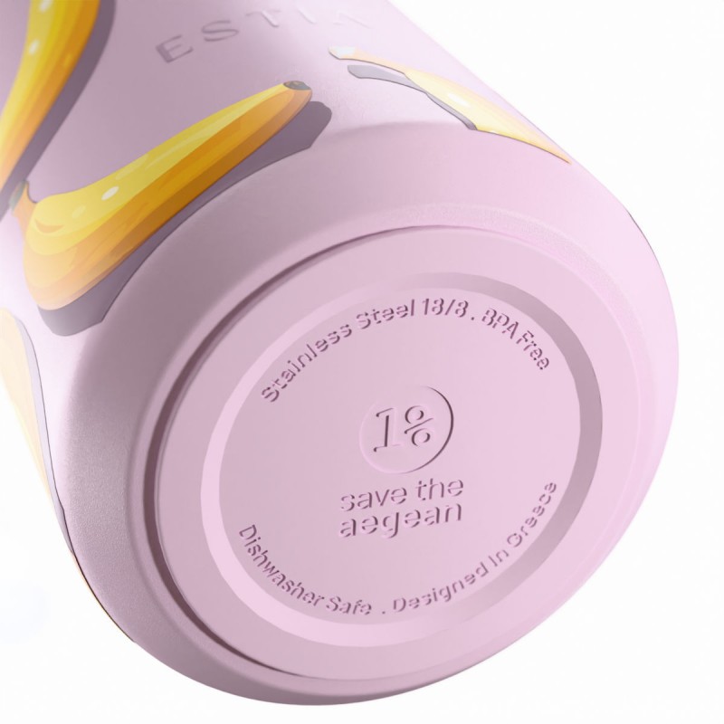 Ποτήρι Θερμός Ανοξείδωτο BPA Free 360ml Banana Mood Με Καλαμάκι Lens Save The Aegean  Estia 
