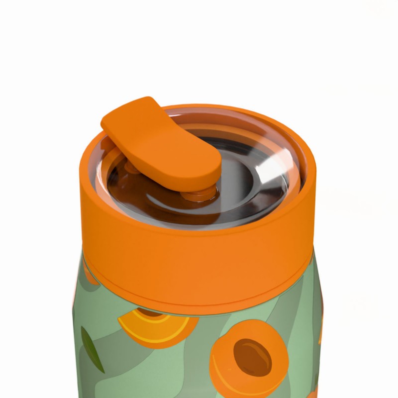 Ποτήρι Θερμός Ανοξείδωτο BPA Free 360ml Peach Garden Με Καλαμάκι Lens Save The Aegean Estia 