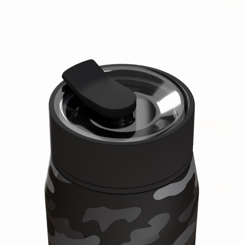 Ποτήρι Θερμός Ανοξείδωτο BPA Free 360ml Dark Camo Με Καλαμάκι  Lens Save The Aegean Estia