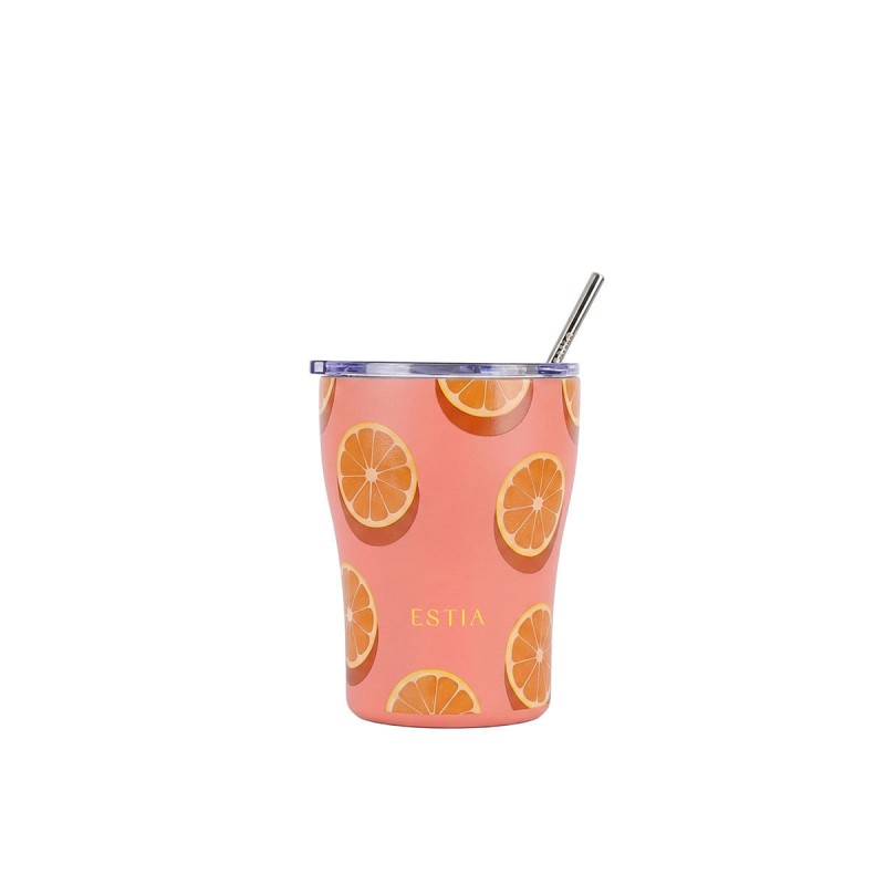 Estia Θερμός Coffee Mug Save The Aegean 350ml Orange Pop