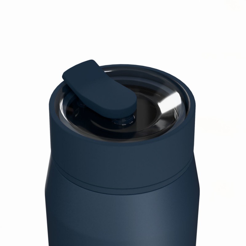 Ποτήρι Θερμός Ανοξείδωτο BPA Free 360ml Indigo Με Καλαμάκι Lens Save The Aegean Estia 