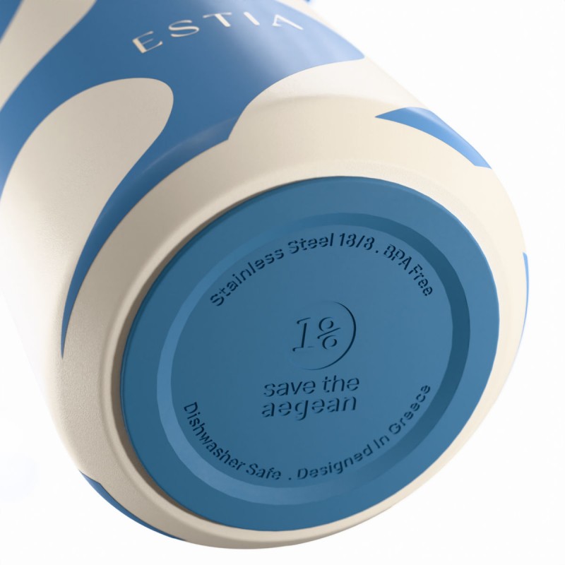 Ανακυκλώσιμο Μπουκάλι Θερμός Ανοξείδωτο BPA Free 500ml Ocean Waves Pulse Save The Aegean Estia 