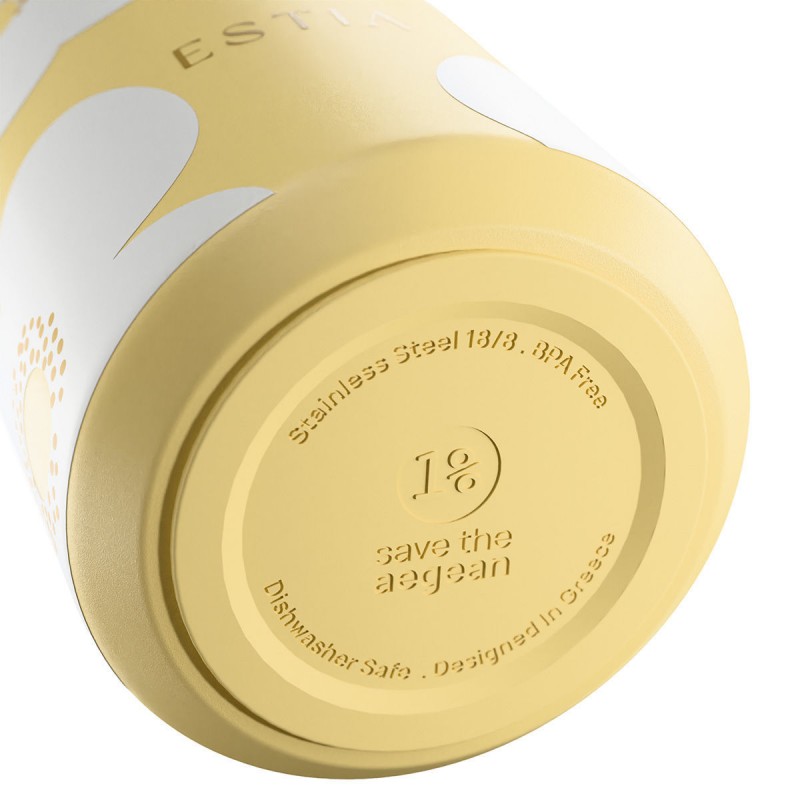 Ποτήρι Θερμός Ανοξείδωτο BPA Free 360ml Yellow Daisy Με Καλαμάκι Lens Save The Aegean Estia 