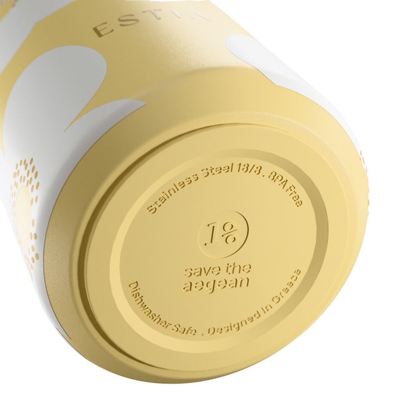 Ανακυκλώσιμο Μπουκάλι Θερμός Ανοξείδωτο BPA Free 500ml Yellow Daisy Pulse Save The Aegean Estia 