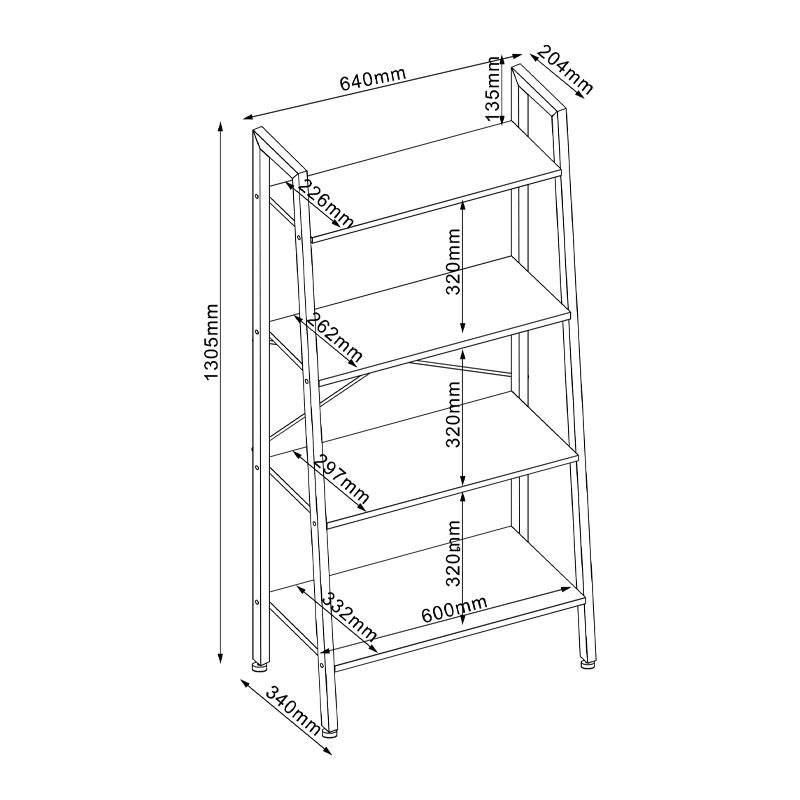 Βιβλιοθήκη Ραφιέρα Με 4 Ράφια Fylliana Fonzy Sonoma Χρώμα 64x34x130Εκ