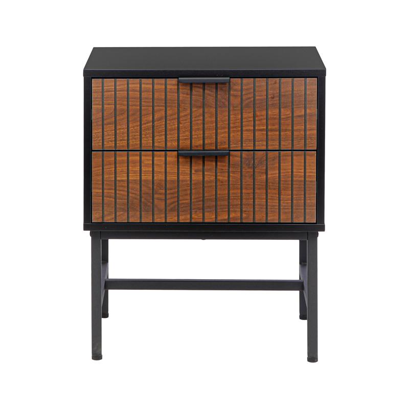 Κομοδίνο Με 2 Συρτάρια Fl2405 Μαύρο/Grey Oak Χρώμα 48X40X60Εκ Fylliana 