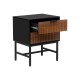 Κομοδίνο Με 2 Συρτάρια Fl2405 Μαύρο/Grey Oak Χρώμα 48X40X60Εκ Fylliana 