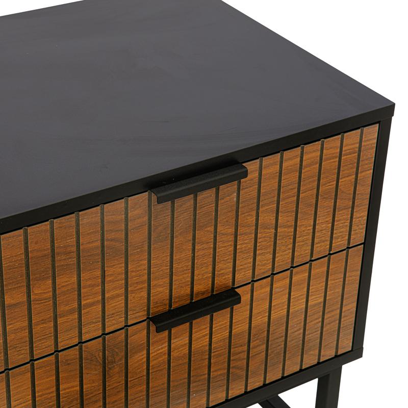 Κομοδίνο Με 2 Συρτάρια Fl2405 Μαύρο/Grey Oak Χρώμα 48X40X60Εκ Fylliana 