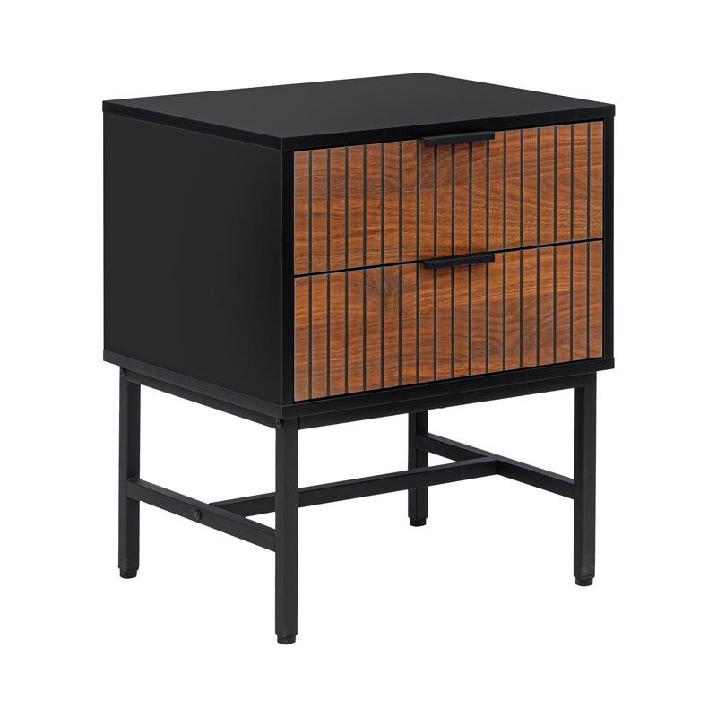 Κομοδίνο Με 2 Συρτάρια Fl2405 Μαύρο/Grey Oak Χρώμα 48X40X60Εκ Fylliana 