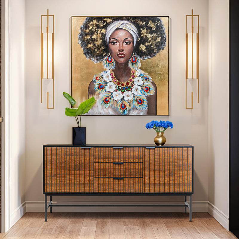 Κομοτα-Μπουφες Fylliana Fl2405 Μαυρο-Grey Oak Χρωμα 150X40X75Εκ