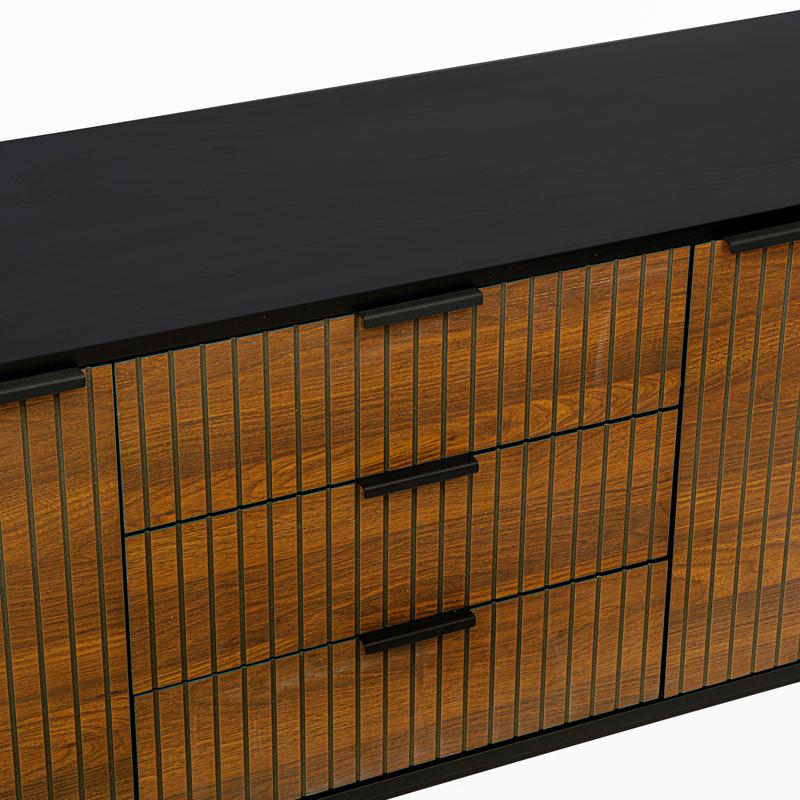 Κομοτα-Μπουφες Fylliana Fl2405 Μαυρο-Grey Oak Χρωμα 150X40X75Εκ