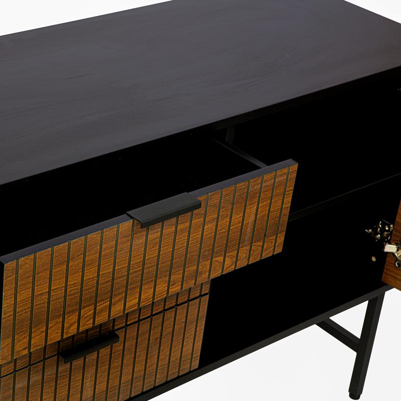 Κομοτα-Μπουφες Fylliana Fl2405 Μαυρο-Grey Oak Χρωμα 150X40X75Εκ