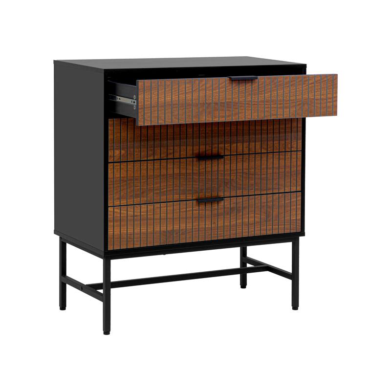 Συρταριέρα Fl2405 Μαύρο/Grey Oak Χρώμα 150X40X75Εκ Fylliana 