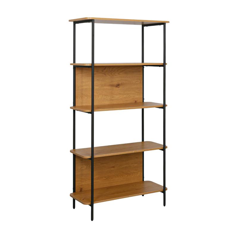 Βιβλιοθηκη-Ραφιερα Μεταλλικη Fylliana Fl2504 Black Oak Χρωμα 60X36X158Εκ