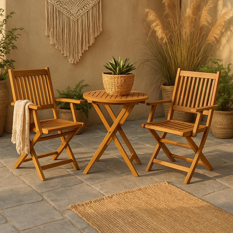 Σετ Bistro 3 Τεμ Ξύλο Ακακίας Fl921 Καρυδί Σκελετός 60X60X75Εκ Fylliana 