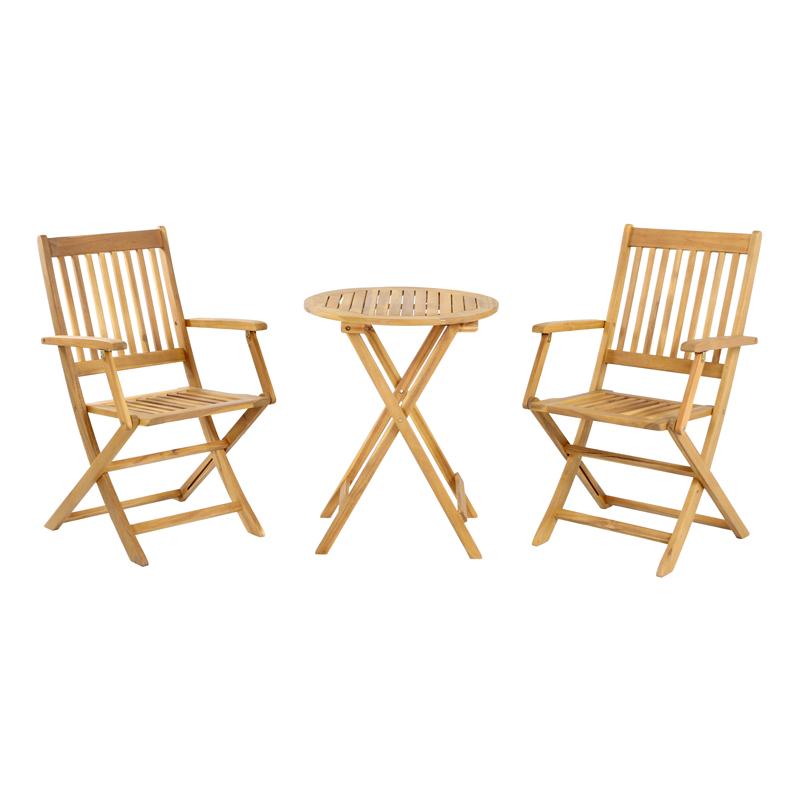 Σετ Bistro 3 Τεμ Ξύλο Ακακίας Fl921 Καρυδί Σκελετός 60X60X75Εκ Fylliana 