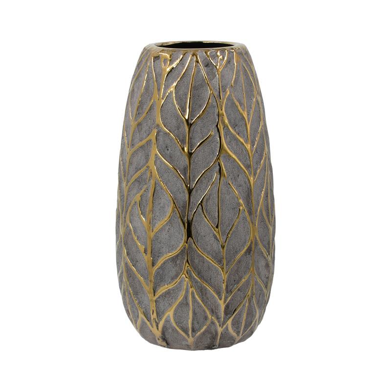 Κεραμικό Βάζο Fl126042 Χρυσό-Καφέ 14X25 εκ Fylliana
