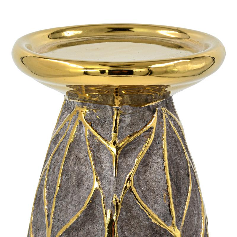 Κεραμικό Κηροπήγιο Fl126043 Χρυσό-Καφέ 10X26 εκ Fylliana