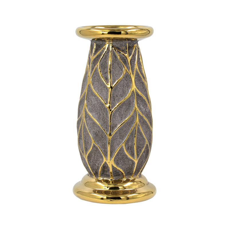 Κεραμικό Κηροπήγιο Fl126043 Χρυσό-Καφέ 10X20 εκ Fylliana