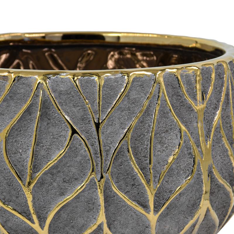 Κεραμική Κουπ Fl126045 Χρυσό-Καφέ 18X10 εκ Fylliana