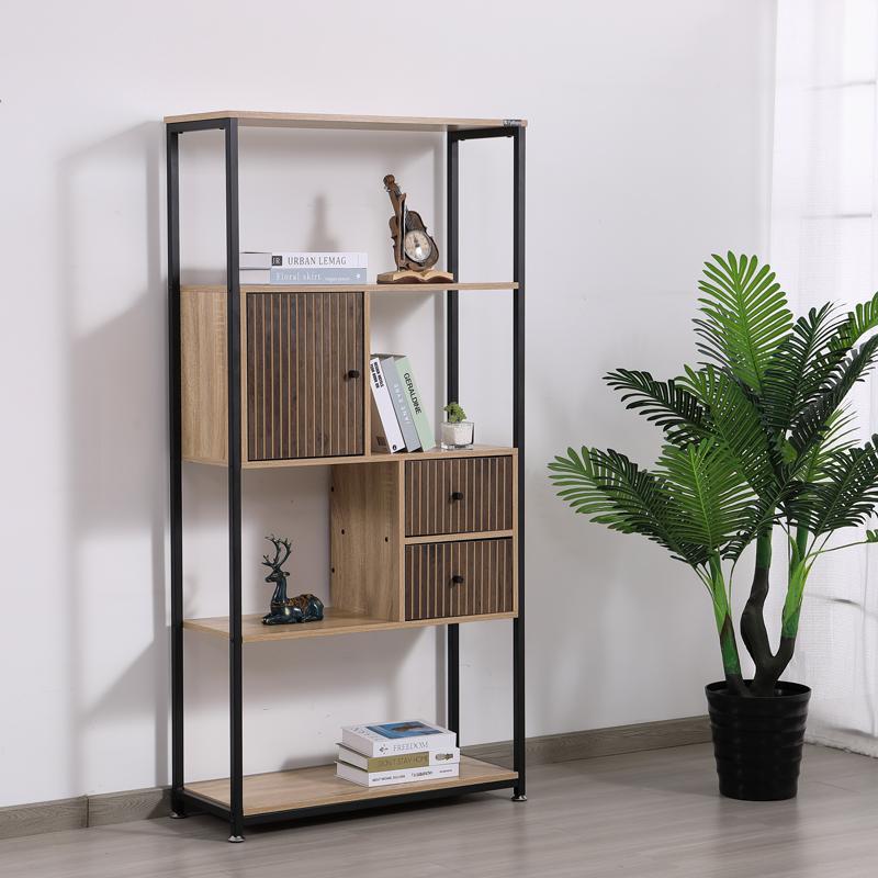 Βιβλιοθήκη-Ραφιέρα Μεταλλική Rythmos Sonoma-Wallnut Χρώμα 78X30X158Εκ Fylliana