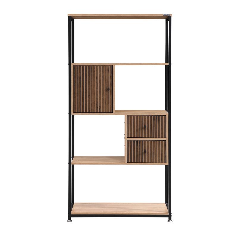 Βιβλιοθήκη-Ραφιέρα Μεταλλική Rythmos Sonoma-Wallnut Χρώμα 78X30X158Εκ Fylliana