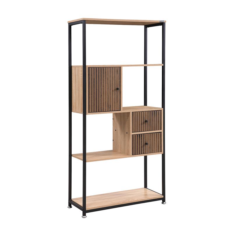 Βιβλιοθήκη-Ραφιέρα Μεταλλική Rythmos Sonoma-Wallnut Χρώμα 78X30X158Εκ Fylliana