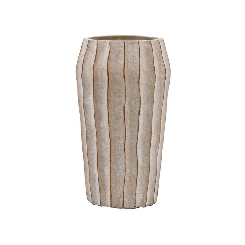 Διακοσμητικό Βάζο Τσιμεντένιο Fl22424 Μπεζ-Γκρι Με Taupe Λεπτομέρειες Χρώμα 18X31εκ.Fylliana 