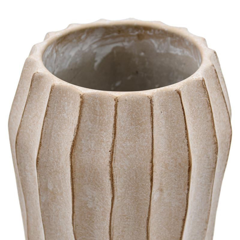 Διακοσμητικό Βάζο Τσιμεντένιο Fl22424 Μπεζ-Γκρι Με Taupe Λεπτομέρειες Χρώμα 18X31εκ.Fylliana 