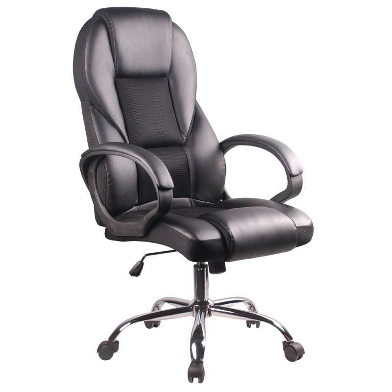 Καρέκλα γραφείου μαύρη δερμάτινη 6402 61x70x111/120