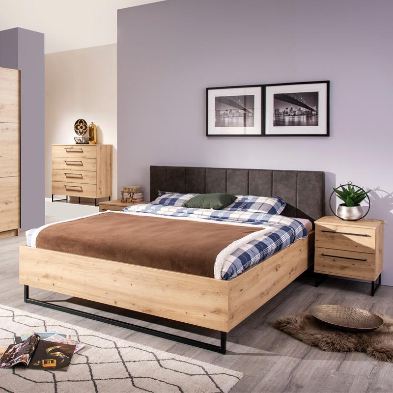 Κρεβάτι Διπλό Sardinia 160 Artisan Oak / Μαύρο 177.5x212x94εκ