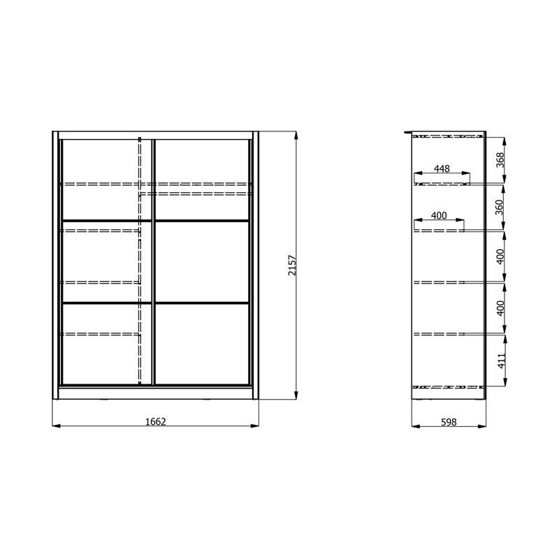 Ντουλάπα Navara 165 Grey Oak 166.4x60.7x215.4εκ