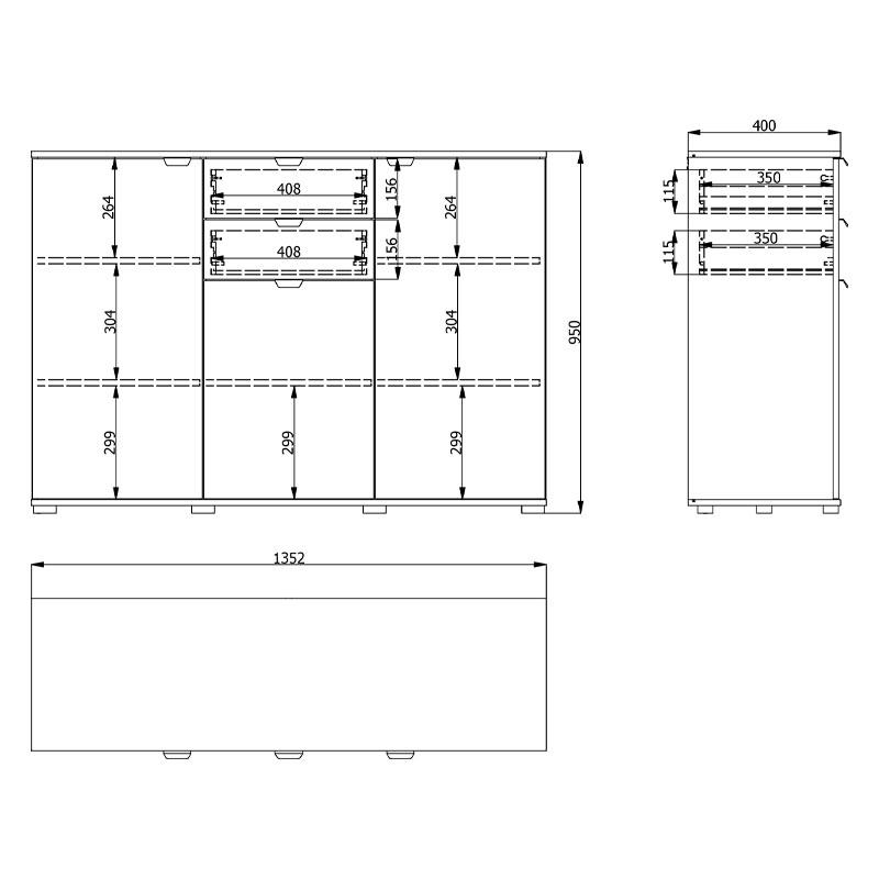 Κομότα Duero 3K2F Μελαμίνης Μπεζ 135x40x95εκ