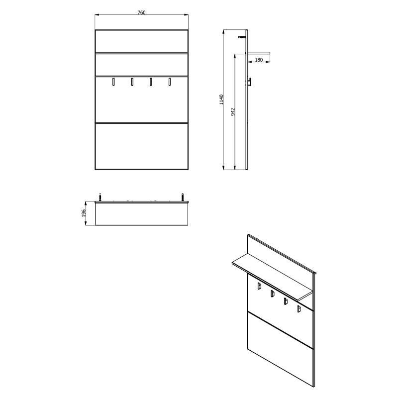 Έπιπλο Χωλ Beny Civ 760 Λευκό 76x25.5x114εκ