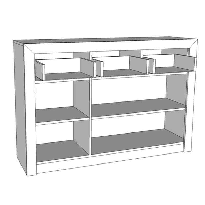 Κομότα Etna 3K3F Grey Oak/Λευκή Λάκκα 133x35x90.5εκ